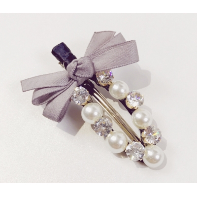 High quality durable crystal pearl pear flower hair clip for women